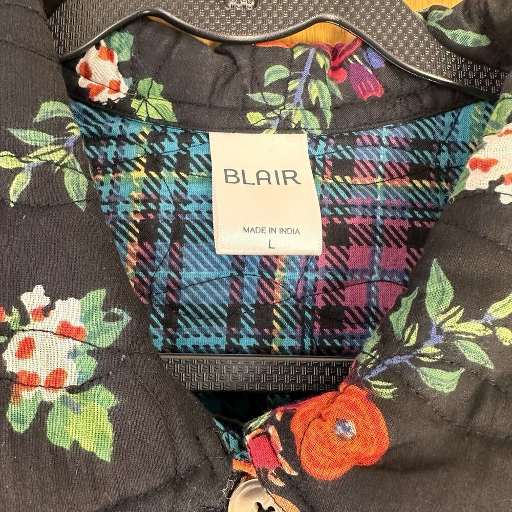 Blair Quilted Floral Vest Black Cottagecore Button Front Size L - Picture 4 of 7